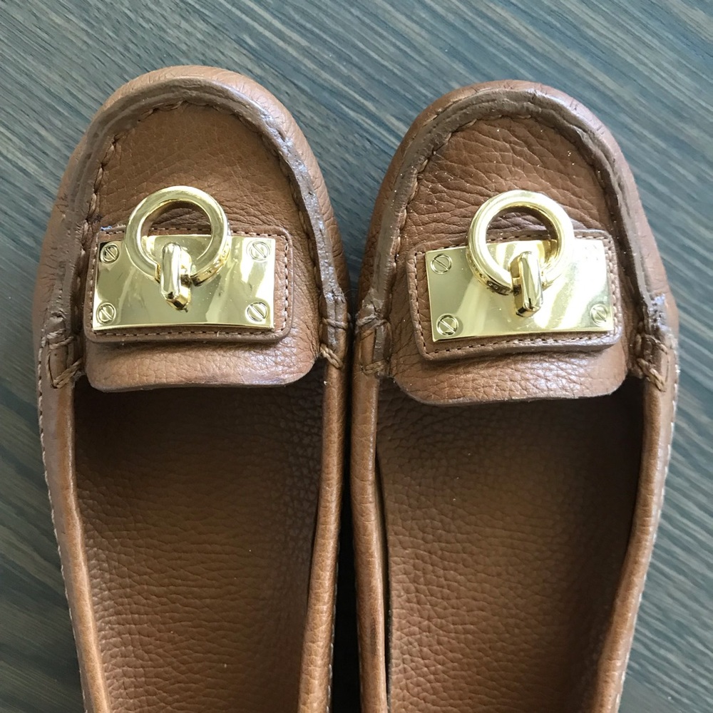 Tory Burch gold buckle leather flats